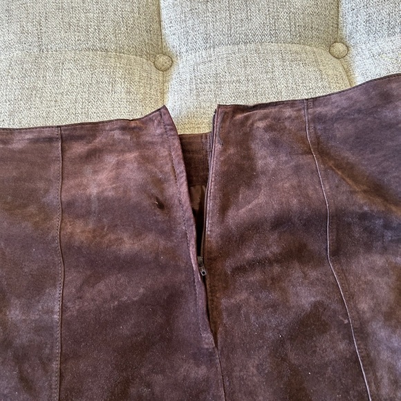 BROWN LEATHER KAREN KANE SKIRT 8 - Picture 3 of 15